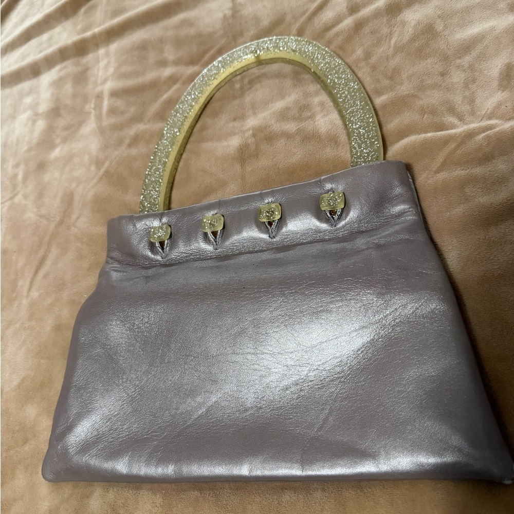 Hand Maid by Michelle Franz Elegant Silver Resin Handle Handbag Purse